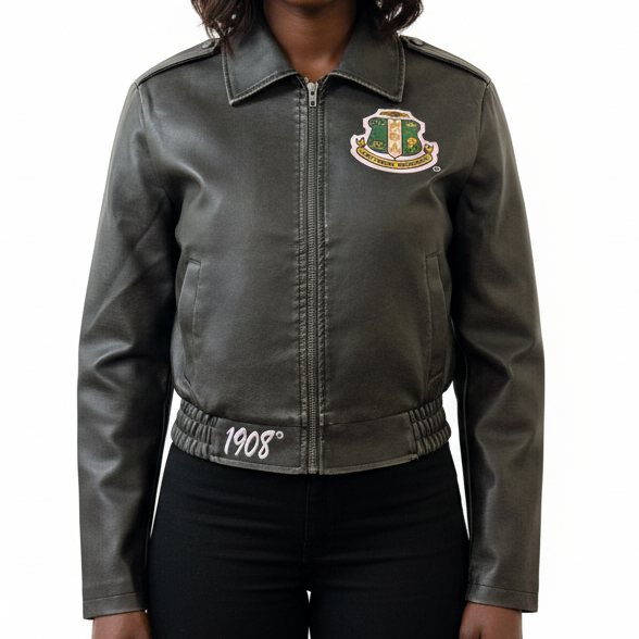 AKA Faux Leather Jacket Black Wash Effect