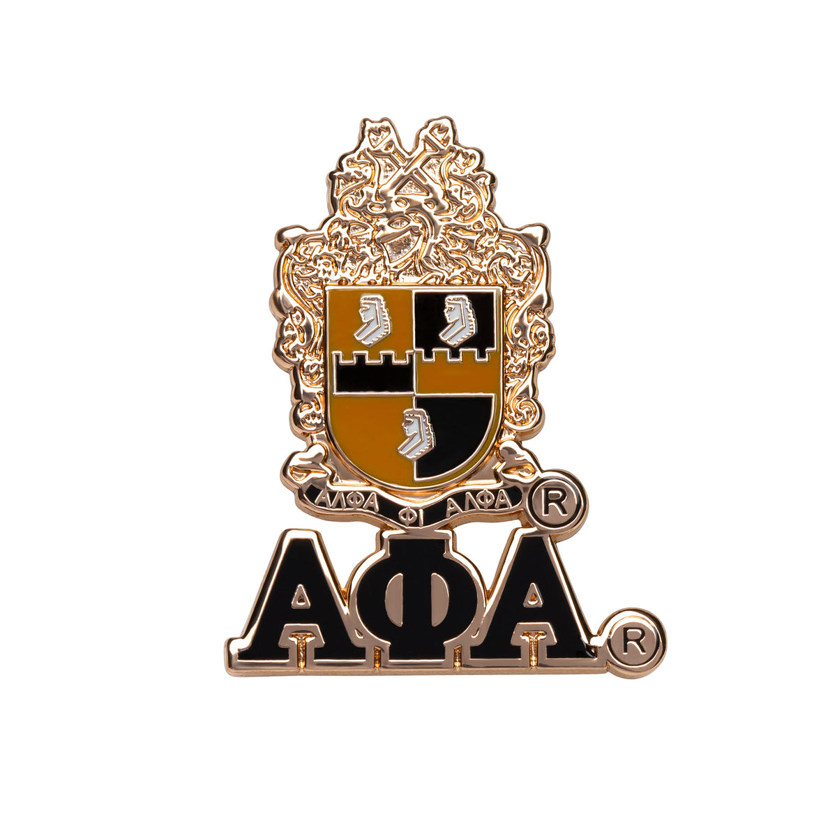 Alpha 3D Color Shield Lapel Pin with Letters