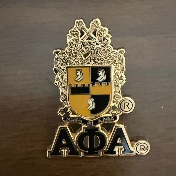 Alpha 3D Color Shield Lapel Pin with Letters
