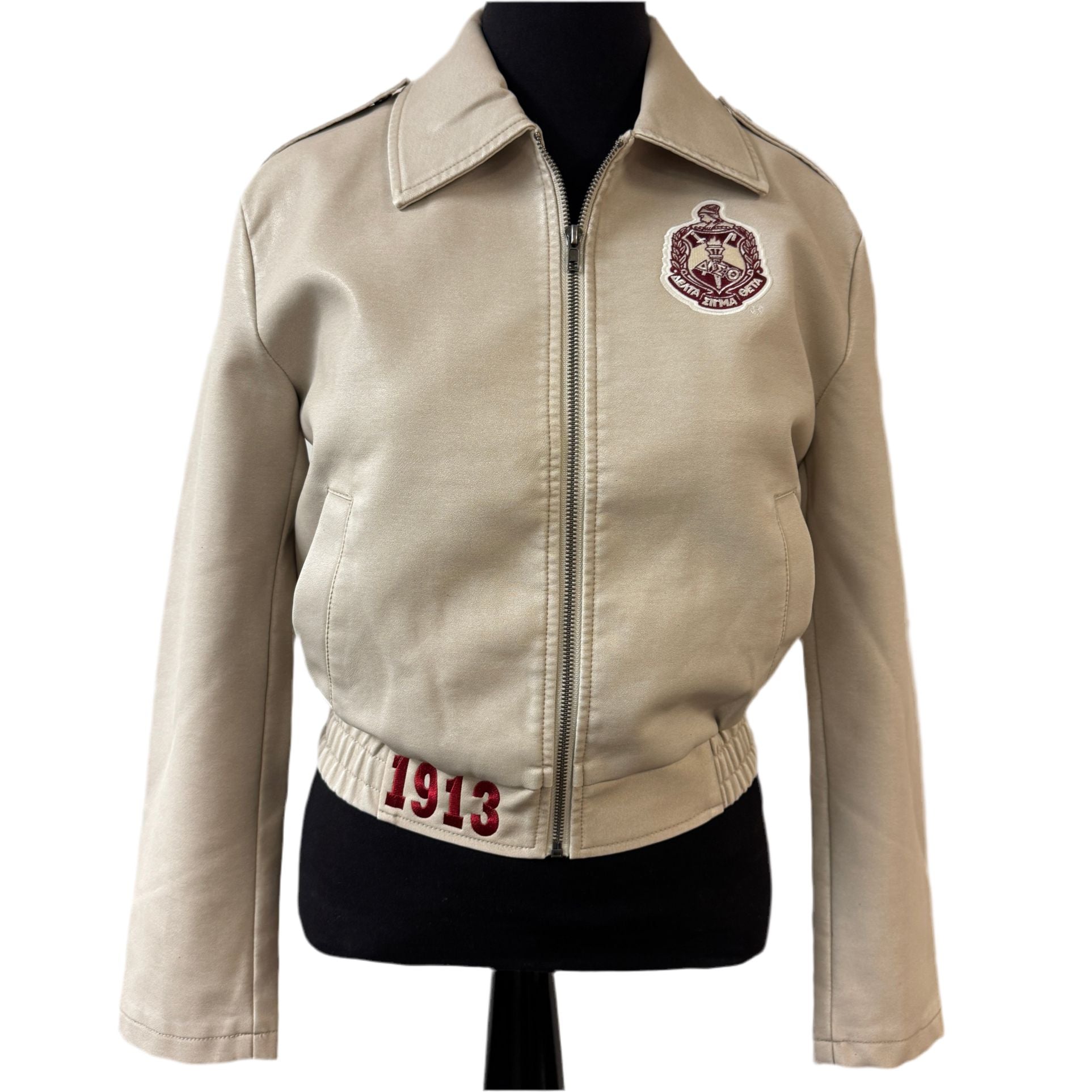 Delta Cream Faux Leather Jacket Shield