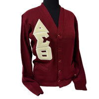 Delta Crimson Varsity Cardigan Chenille Letters