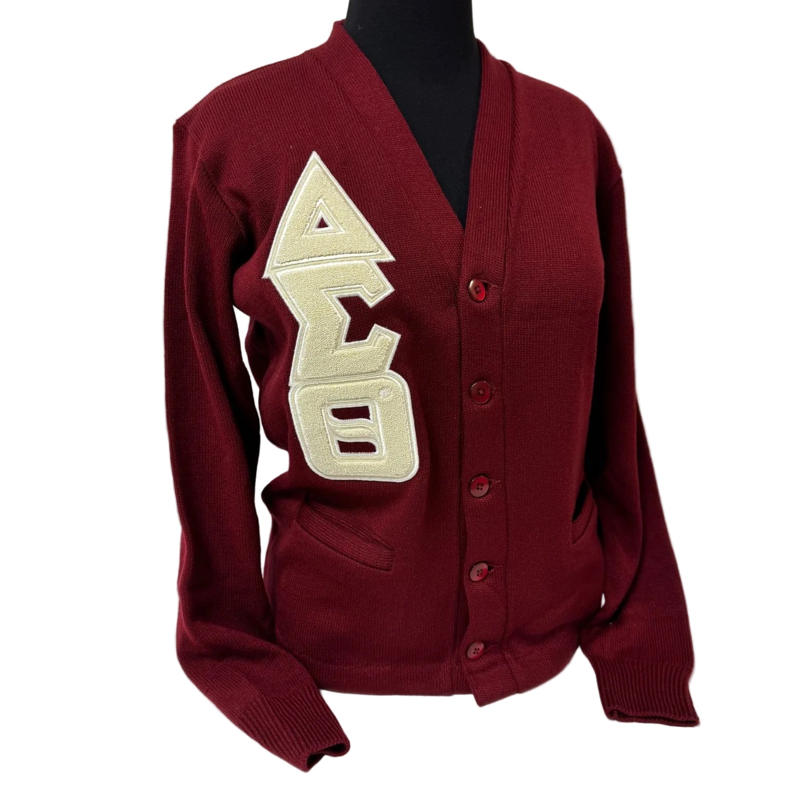 Delta Crimson Varsity Cardigan Chenille Letters