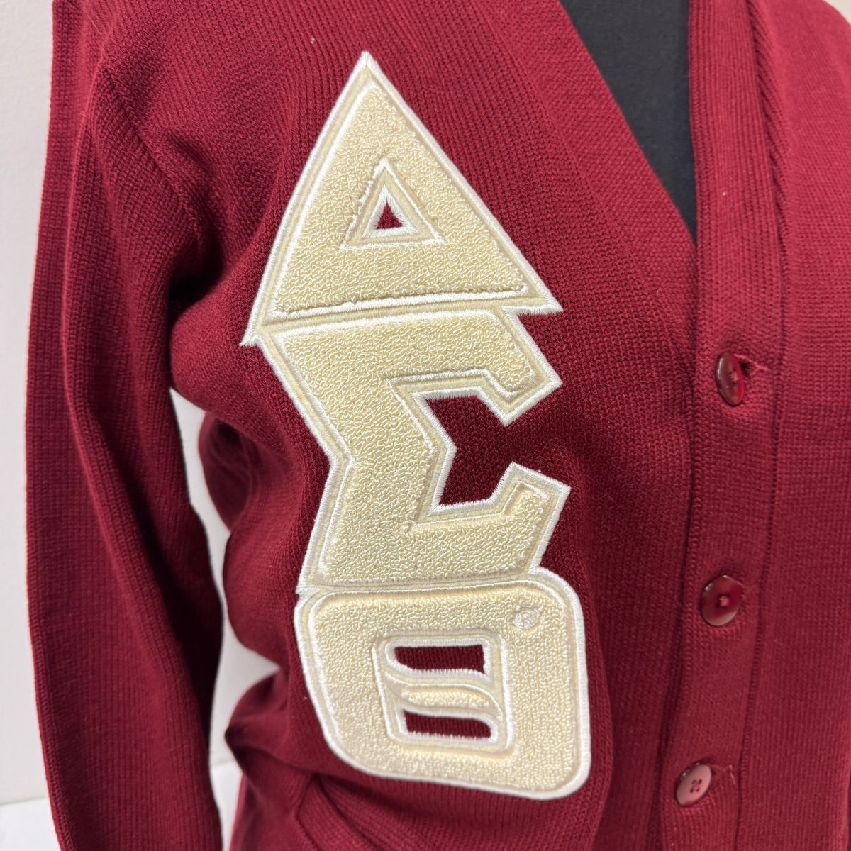 Delta Crimson Varsity Cardigan Chenille Letters