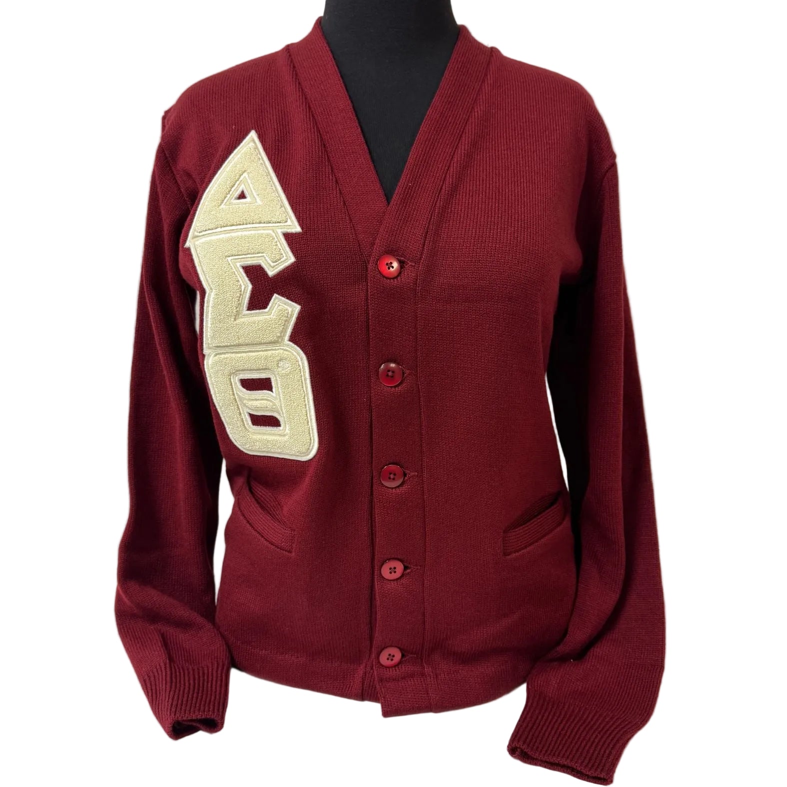 Delta Crimson Varsity Cardigan Chenille Letters
