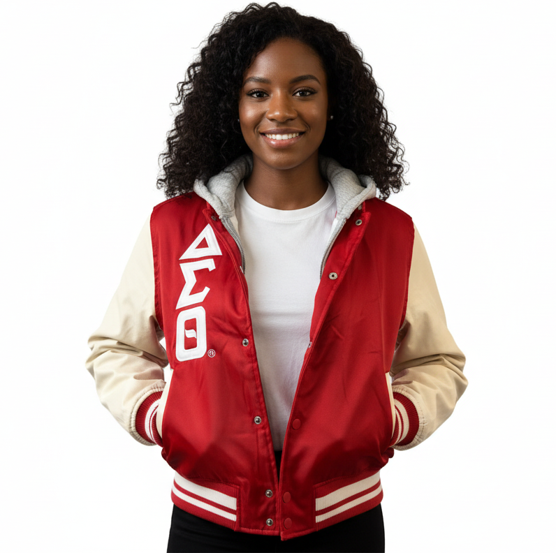 Delta Hooded Varsity Jacket w/ Detachable Hood