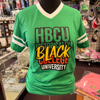 HBCU Stripe Sleeves V-neck Tee Green