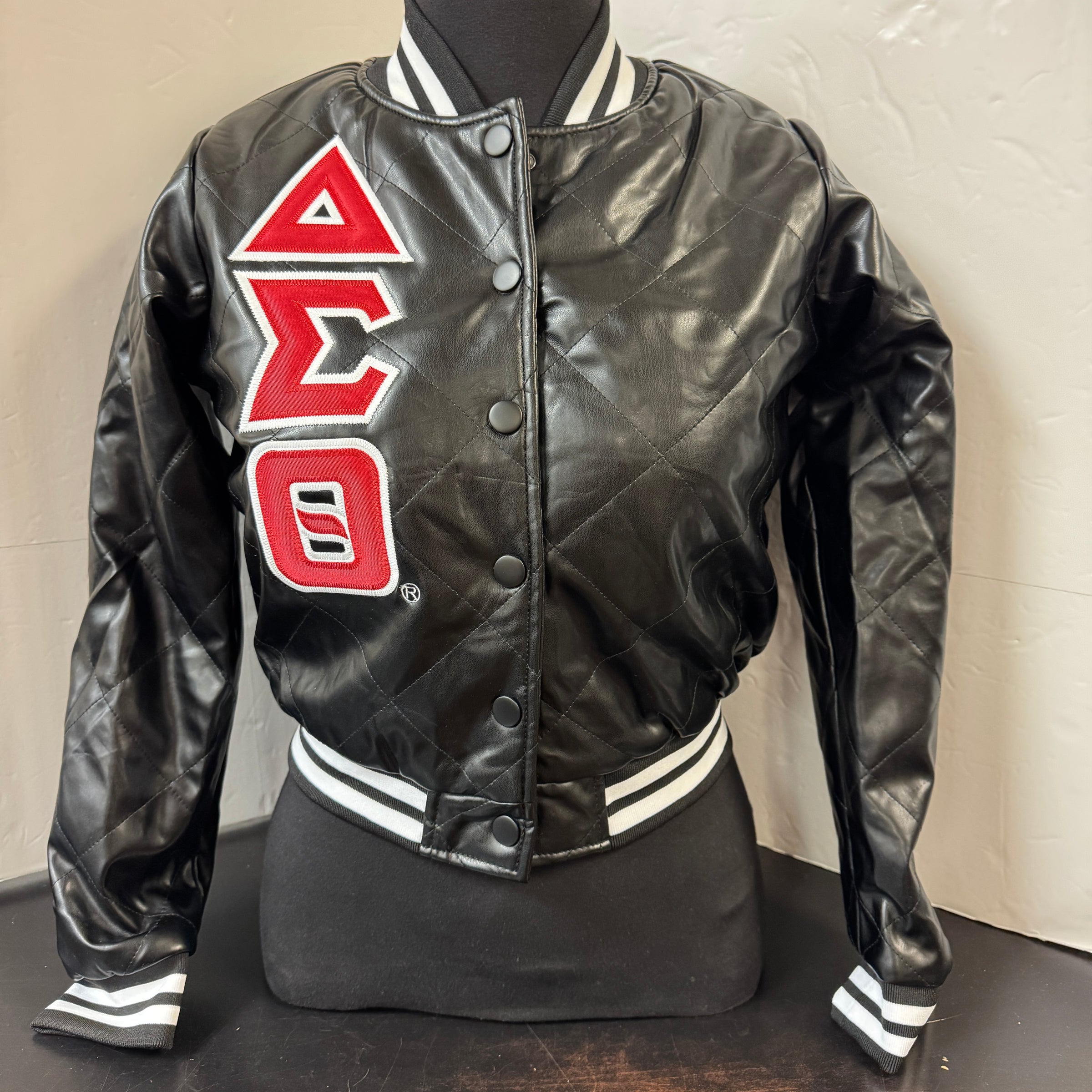 Delta Faux Leather Bomber Jacket Black