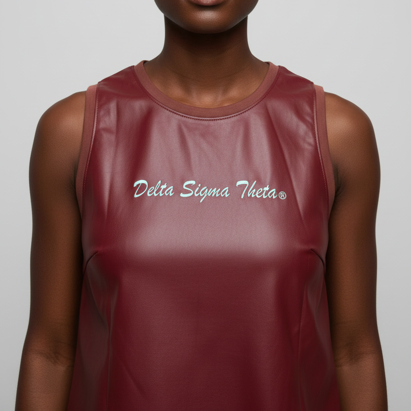 Delta Faux Leather Tank Top Crimson