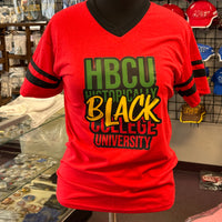 HBCU Stripe Sleeves V-neck Tee Red