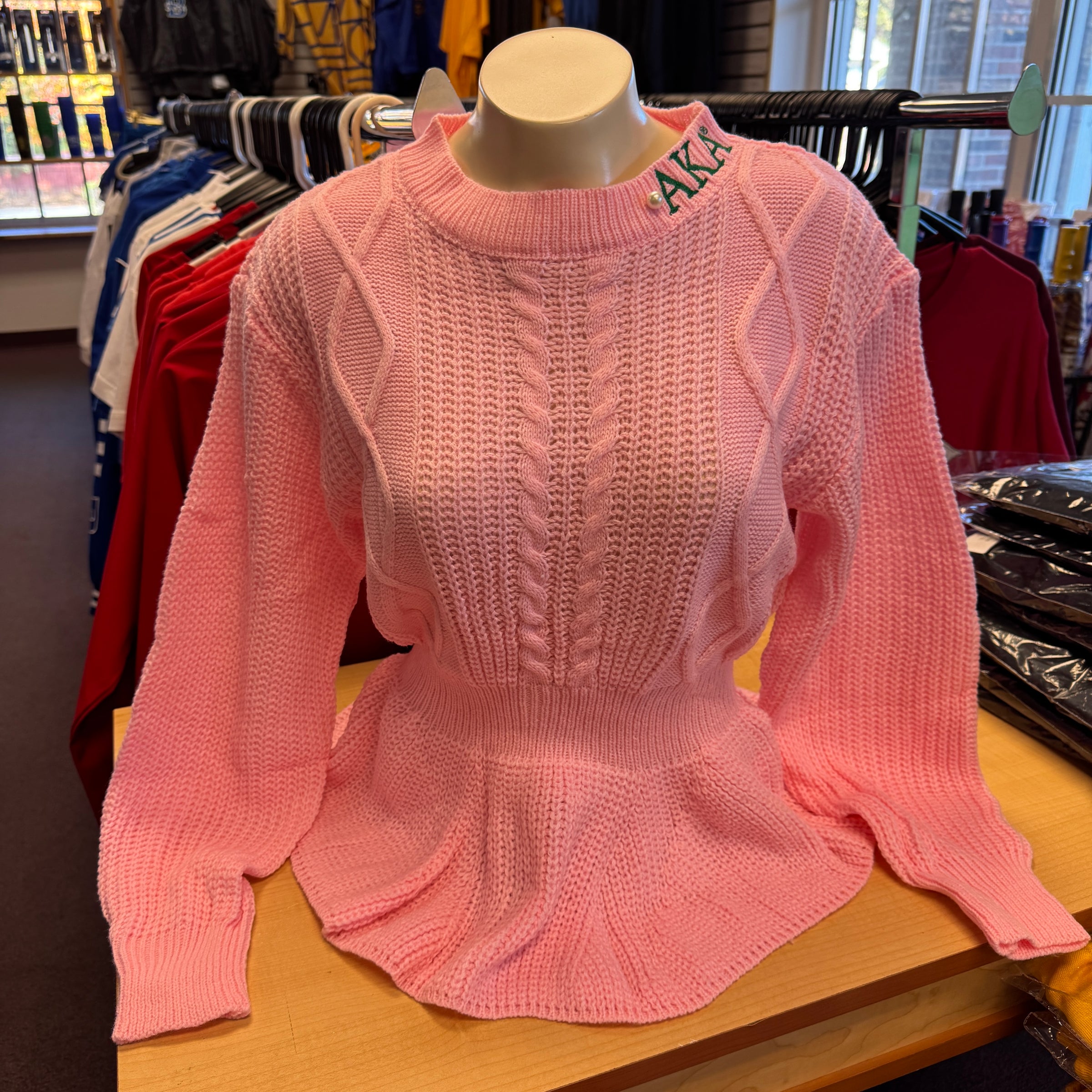 AKA Pearl Trim Neck Sweater