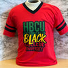 HBCU Stripe Sleeves V-neck Tee Red