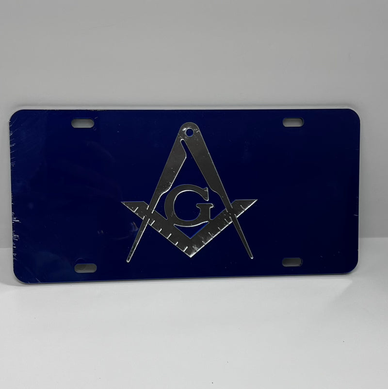 Mason Auto Plate Front Blue with Silver
