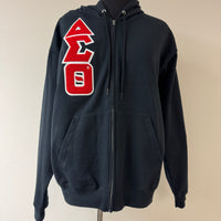 Delta Chenille Letters Zip Hoodie Black Large