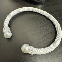 White Cable Bangle