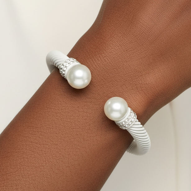 White Cable Bangle