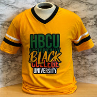 HBCU Stripe Sleeves V-neck Tee Gold