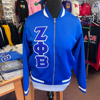 Zeta V-Street Zip Jacket with Chenille Letters
