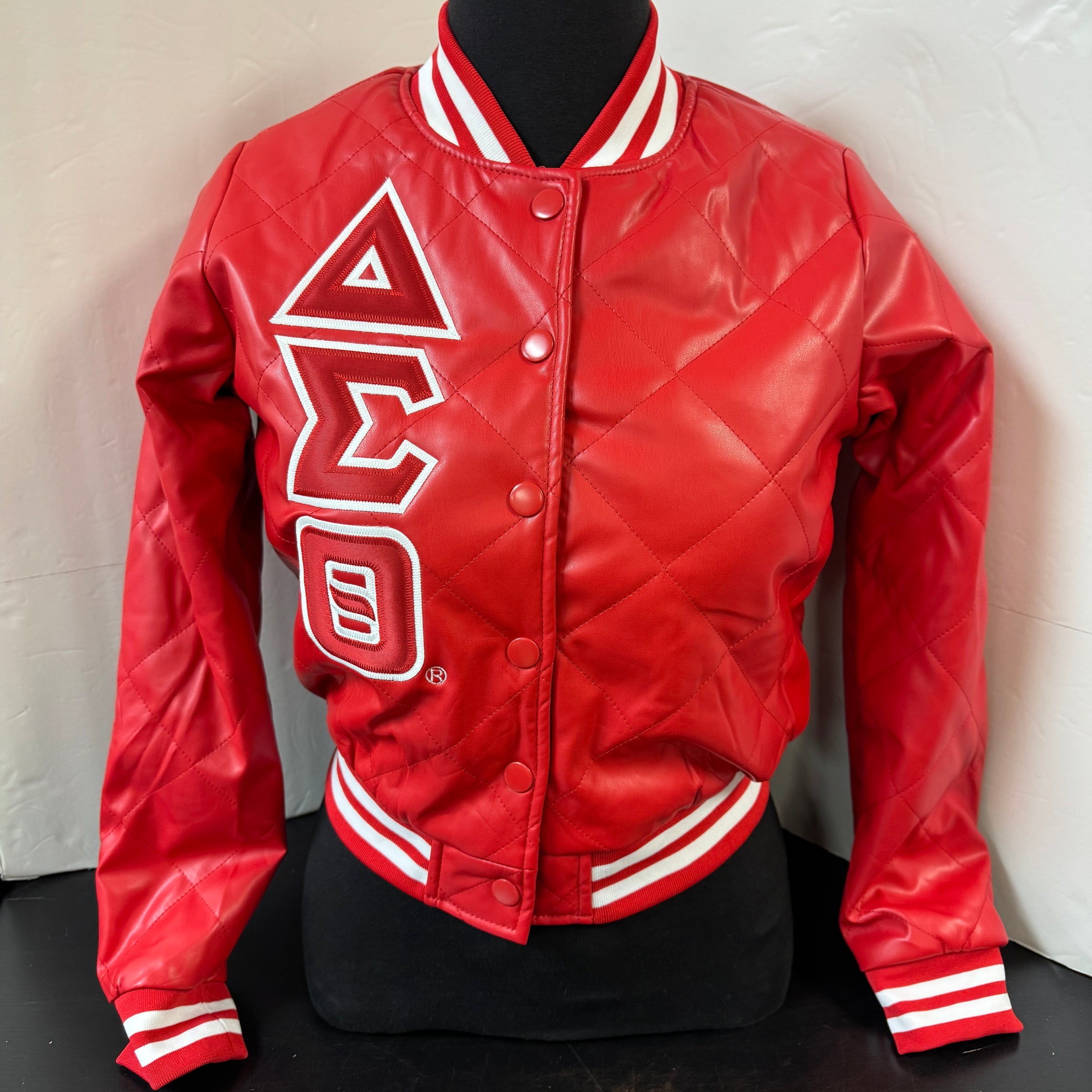 Delta Faux Leather Bomber Jacket Red