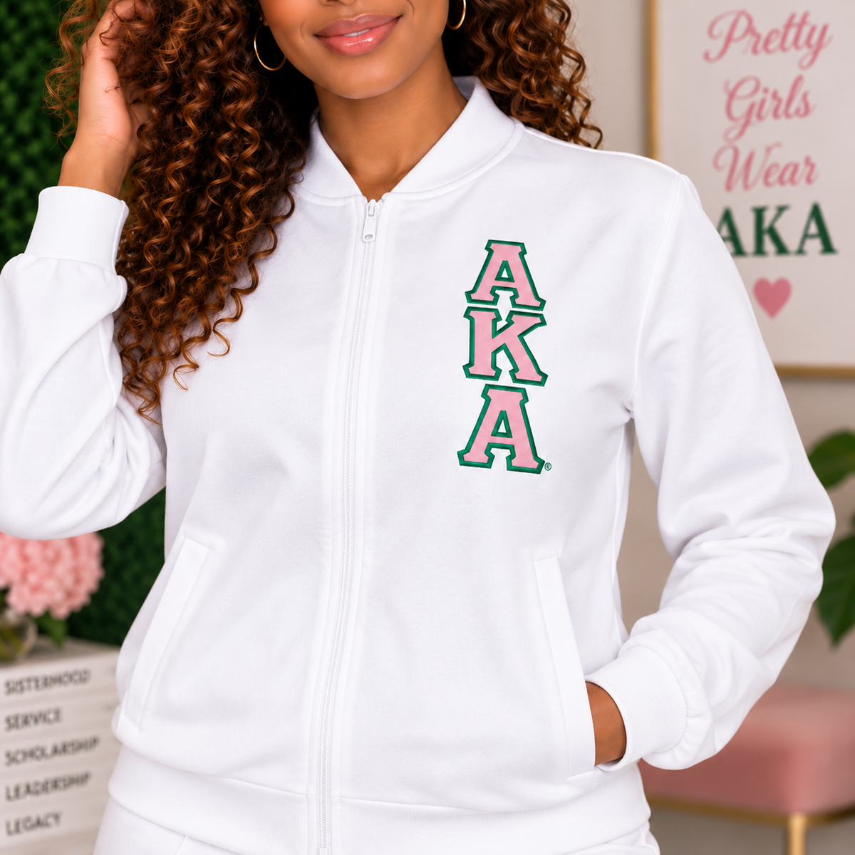 AKA Lightweight Zip White Jacket with Pockets