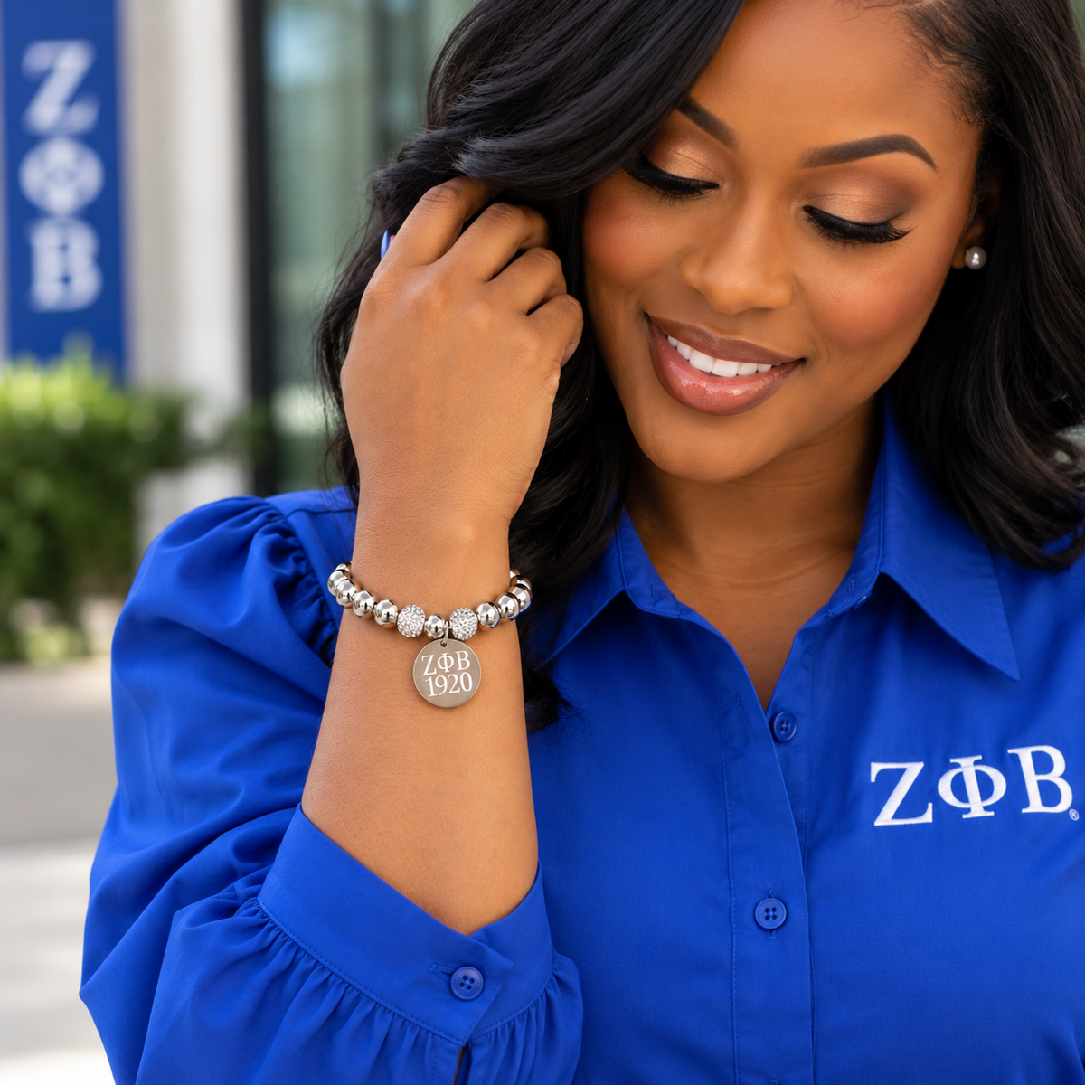 Zeta Silver Bead Bracelet