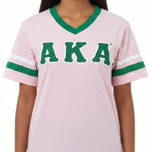 AKA Stripe Sleeves V-neck Tee