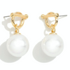 A Pearl Drop Earrings Featuring Toggle Clasp Post