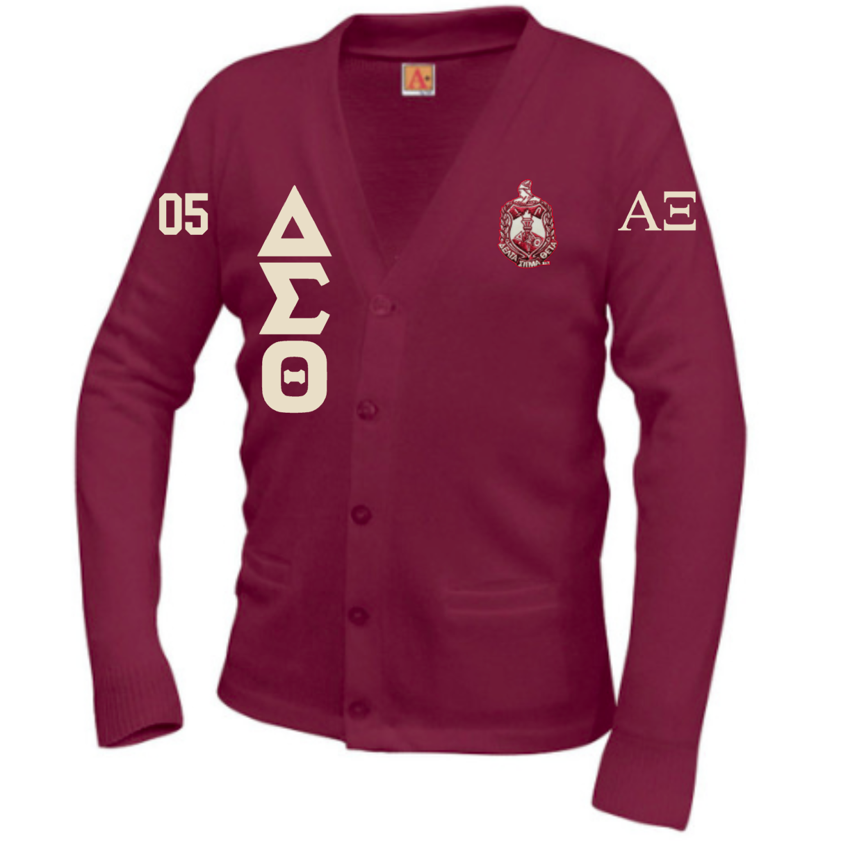 Delta - Alpha Xi Chapter Varsity Crimson Cardigan