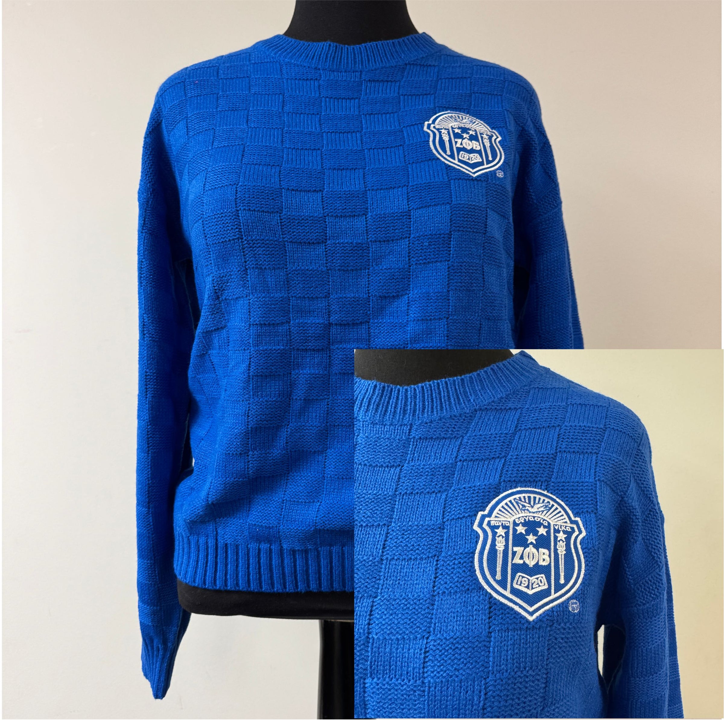 Zeta Plaid Pattern Shield Sweater