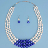 Zeta Blue White Pearl 3 Strand Set - New