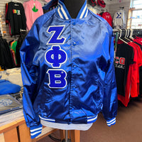 Zeta Satin Chenille Letters Baseball Jacket