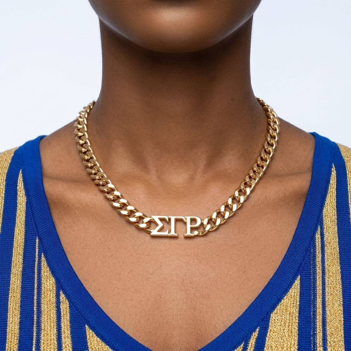 SGRho Sorority Gold Chain Greek Letter Necklace