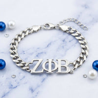 Zeta Silver Chain Greek Letter Bracelet