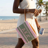 AKA Faded Embroidered Pouch Bag