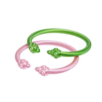 AKA Inspired Pink Green Pointed Cable Bangle Set
