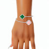 AKA Pink Green Stone Clover Open Bangle