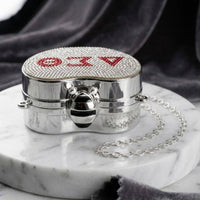 Delta Mini Rhinestone Heart Crossbody Compact