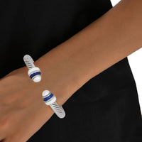 Zeta Blue White Pearl Cable Bangle