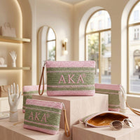 AKA Faded Embroidered Pouch Bag