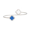 Zeta Blue White Stone Clover Open Bangle