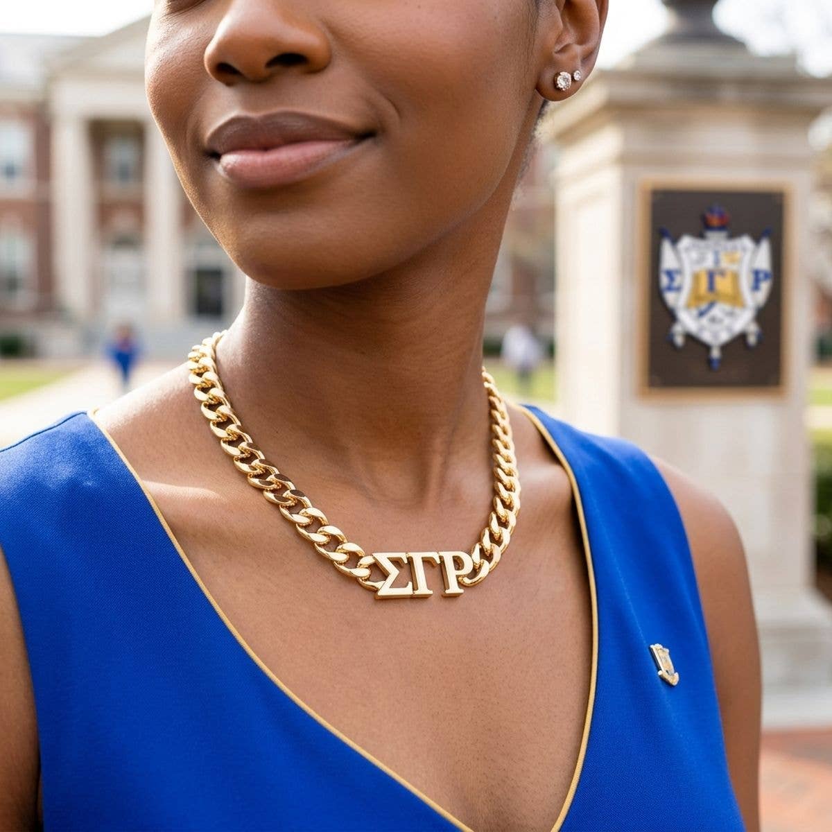 SGRho Sorority Gold Chain Greek Letter Necklace