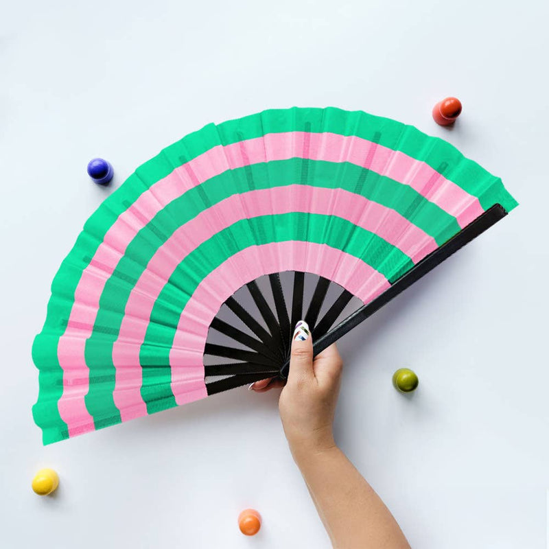 Pink & Green Line Dance Fan