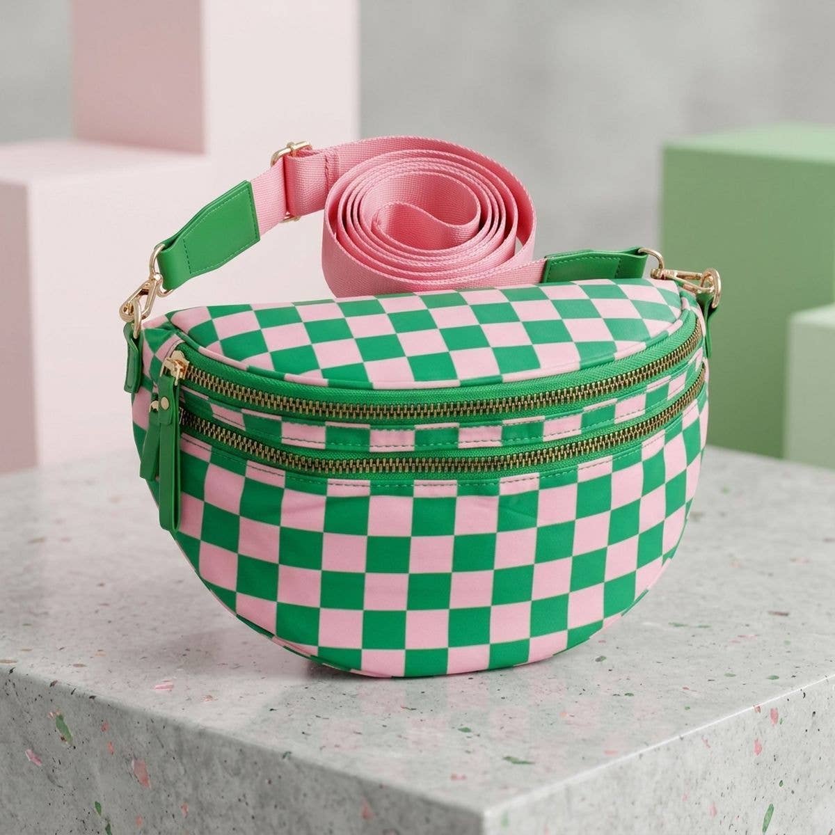 AKA Inspired Checkered Crossbody