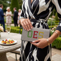 OES Rhinestone Flap Snap Clutch Bag
