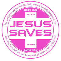 Jesus Save Gray T-shirt Pink/Black/White design