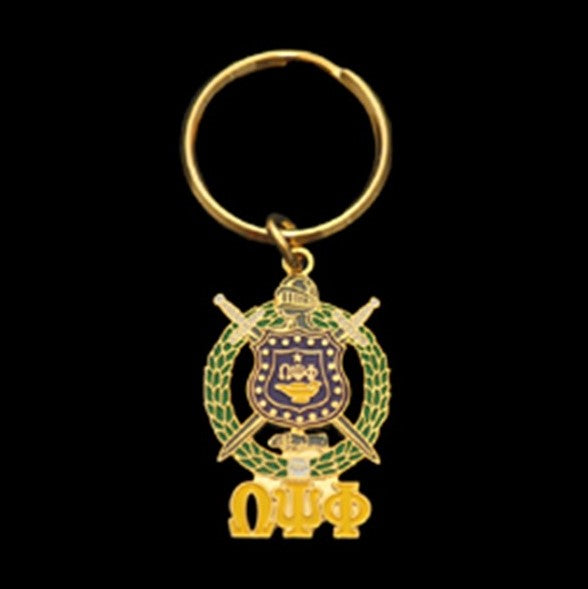 Omega Shield with Letters Key Chain