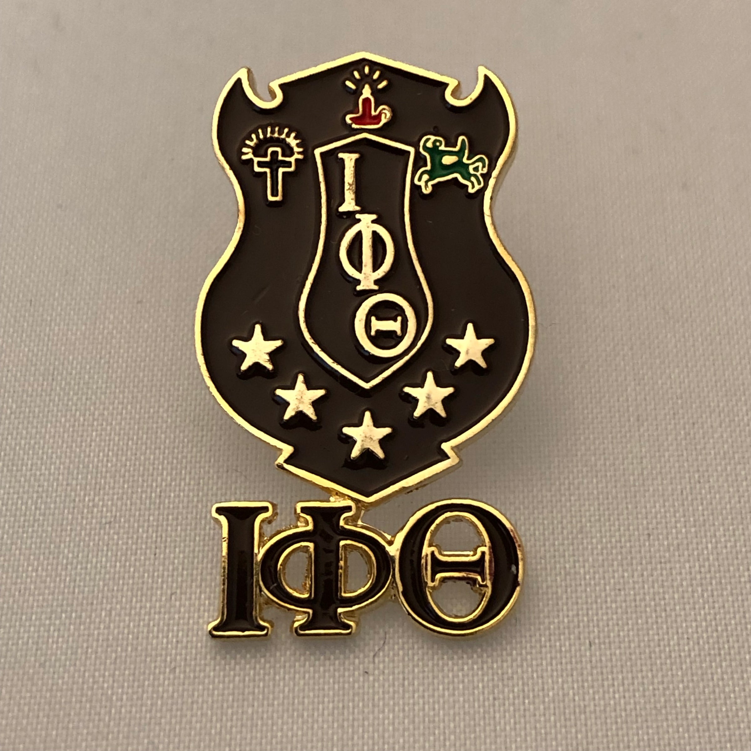 Iota 3D Color Shield Lapel Pin with Letters