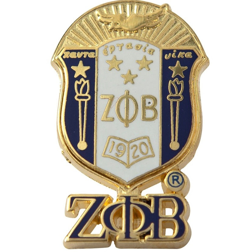 Zeta 3D Color Shield Pin with Letters