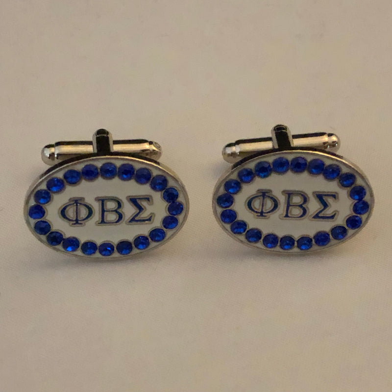 Sigma Cuff Links with Austrian Crystals