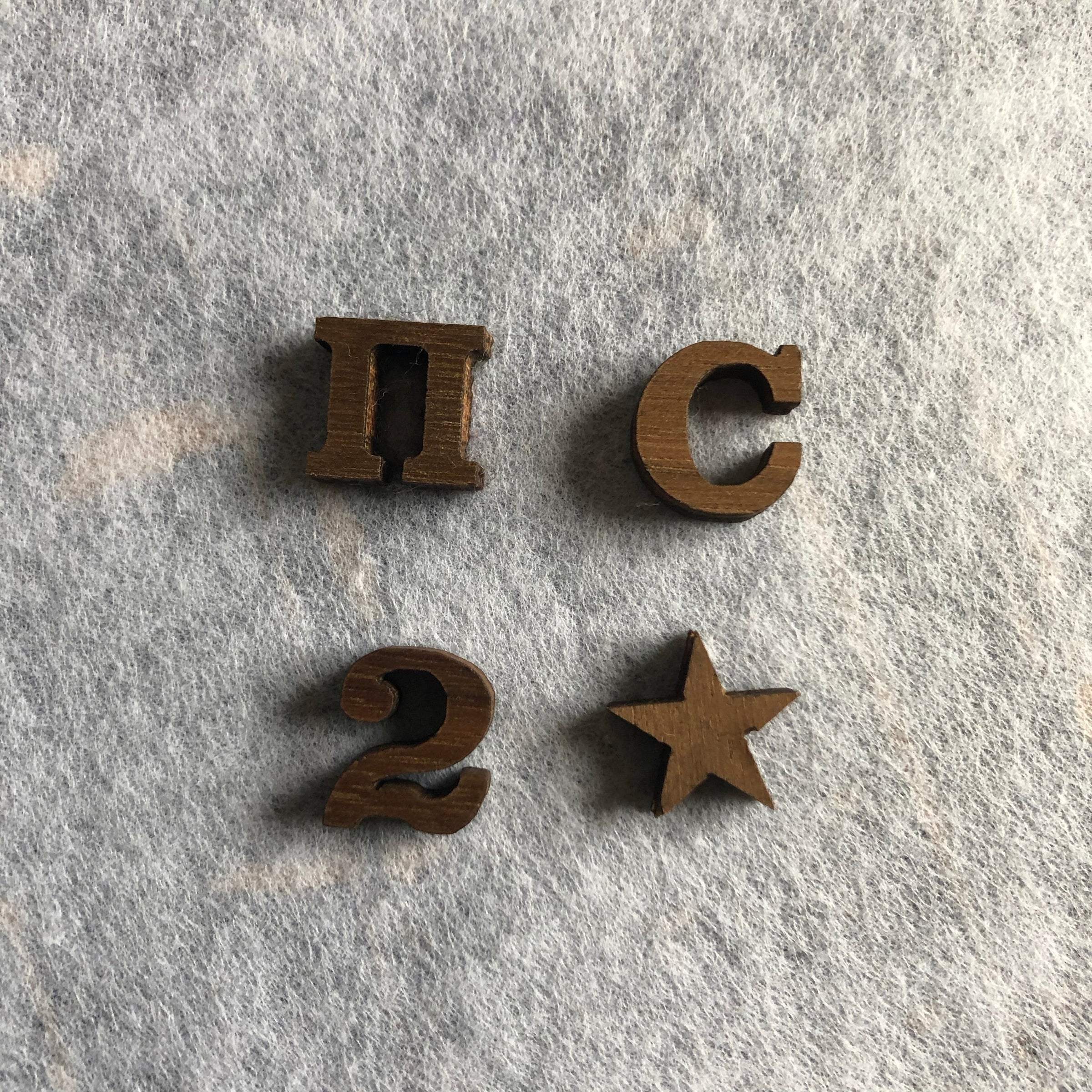 Wood Peel & Stick 1/2 inch Symbols